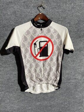 ATAC Cycling Jersey Mens Medium Gray No Gas 1/4 Zip Short Sleeve Pockets Bike